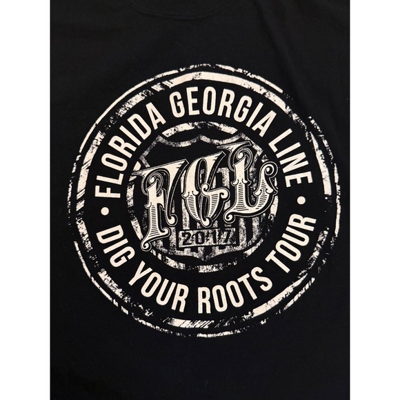 Florida Georgia Line Dig Your Roots 2017 Tour Shirt Mens Large Black Concert Tee - Picture 2 of 7